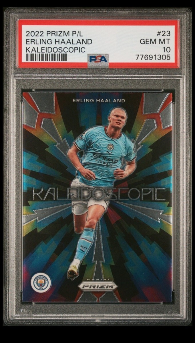 2022/23 Panini Prizm P/L Erling Haaland #23 S/P KALEIDOSCOPIC PSA