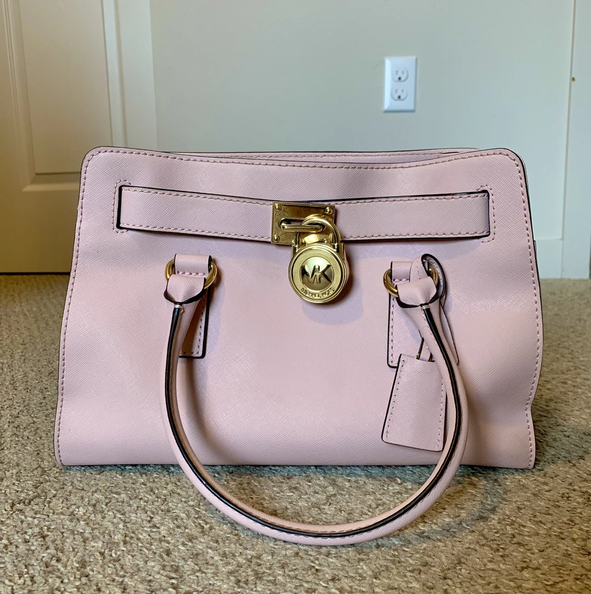 Michael+Kors+Hamilton+Satchel+Bag+With+Gold+Chain+-+PINK for sale