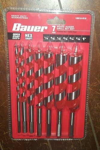 7pc Wood Auger Drill Bit Set: 1/4, 3/8 
