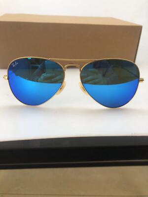 Ray Ban Sunglasses RB3025 Pilot Gradient Gold Frame Gold Ice Blue Lens 58mm-