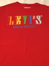LEVI'S T-Shirt Levi Strauss  Co Red Rainbow Logo M VGC 