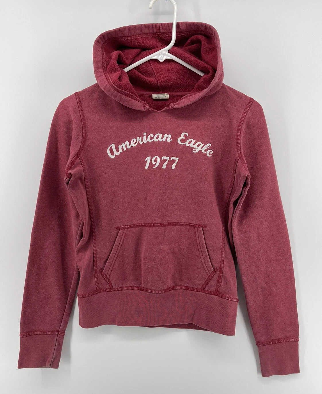 American Eagle Retro Pullover Hoodie Sweatshirt Womens Size XS Red Fast Shipping