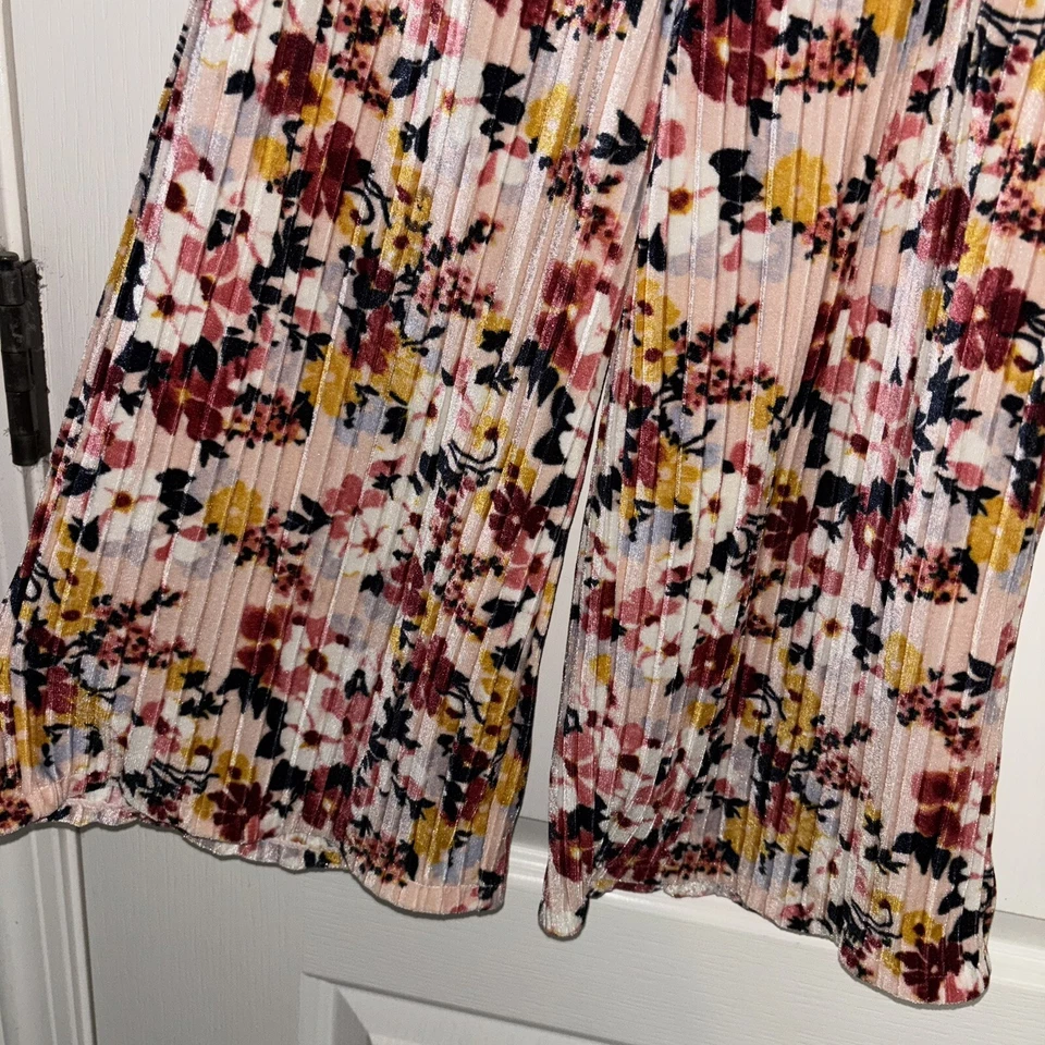 Janie и Jack девочек 5 широкая нога бархата плиссированные цветочный Palazzo брюки бутик - Изображение 3 из 4