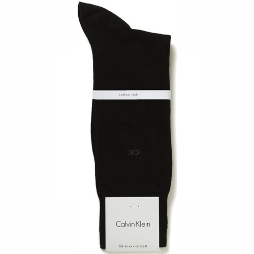 Calvin Klein Mens Liam Cotton Flat Knit Dress Socks ECB212 Black - Picture 2 of 2