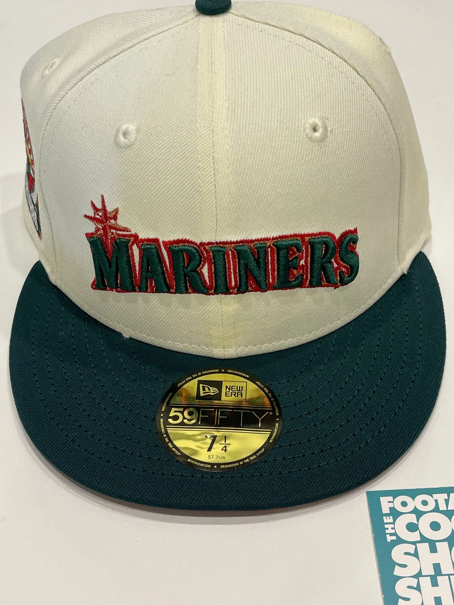 NEW ERA SEATTLE MARINERS 30TH ANNIVERSARY HAT OFF WHITE FOREST GREEN RED 7 1/4