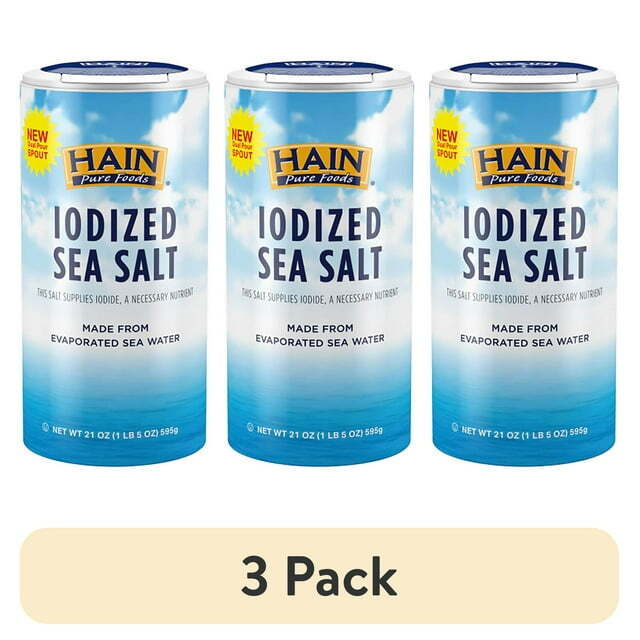 New Hain Pure Foods Iodized Sea Salt, 21 Oz.(Pack of 3) eBay