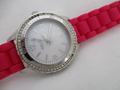 Relic Women\'s Red Buckle Band Analog Watch Water Resistant New Battery Relic Wet Watch Women 29mm Silver Tone Red Dial Date 50M New  main image 4