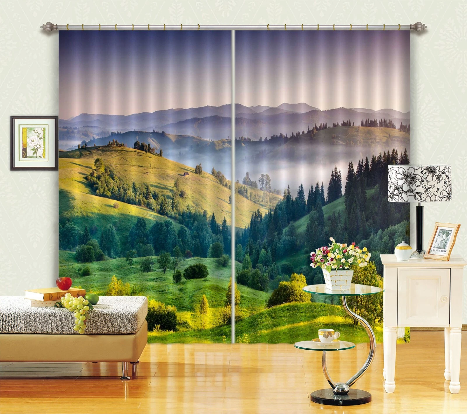 3D Green Prairie Trees ZHUB926 Photo Curtain Window Blockout Fabric Amy 2023