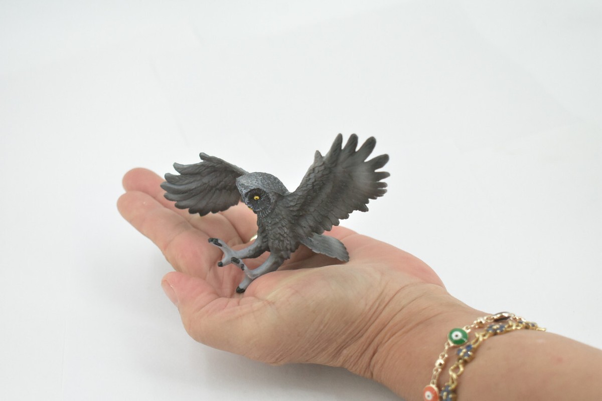 Toy Great Gray Owl, Rubber Bird, Realistic Figure, Model, Gift, 5