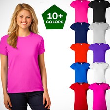 Gildan Women Plain Short Sleeve Blank T-Shirt 5000L Heavy 100 Cotton Round Neck