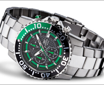 FIREFOX Chronograph ZION mit SEIKO VD57 Herrenuhr S17 schwarz grün