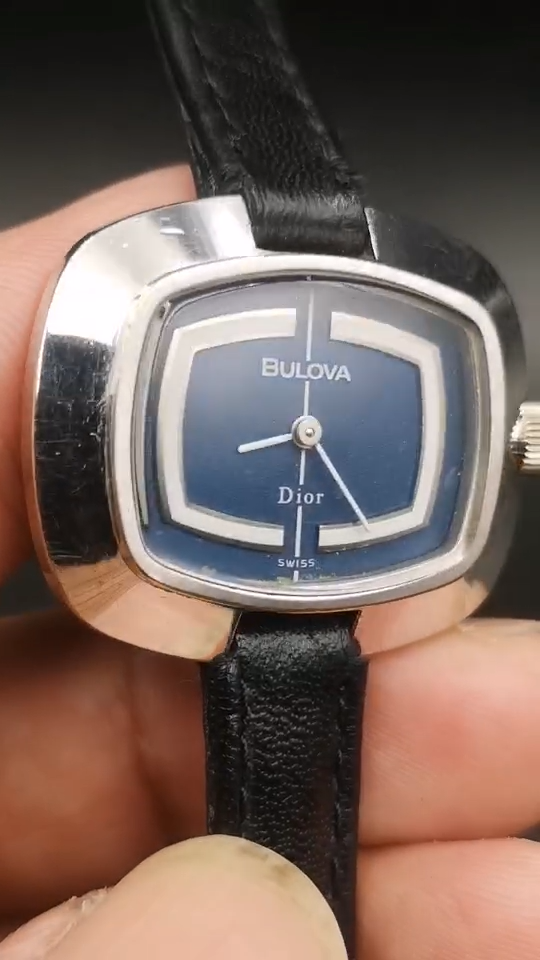 Vintage and Rare Bulova Dior Hand-Winding Lady watch. Blue Vintage and Rare Bulova Dior Hand-Winding Lady watch. Blue
