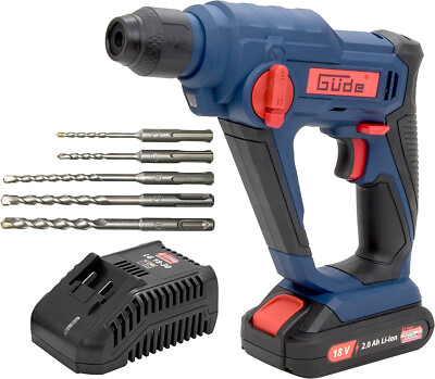 Bohrhammer Akku 2.0Ah 18V Koffer 5x SDS Bohrer Güde 58508 BH 18-201-30K Li-Ionen