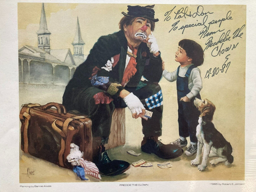 "Bernie Alwes ""Freddie der Clown"" Kunstdruck 1985 signiert gerahmt 14"" x 18" - Bild 3 von 10