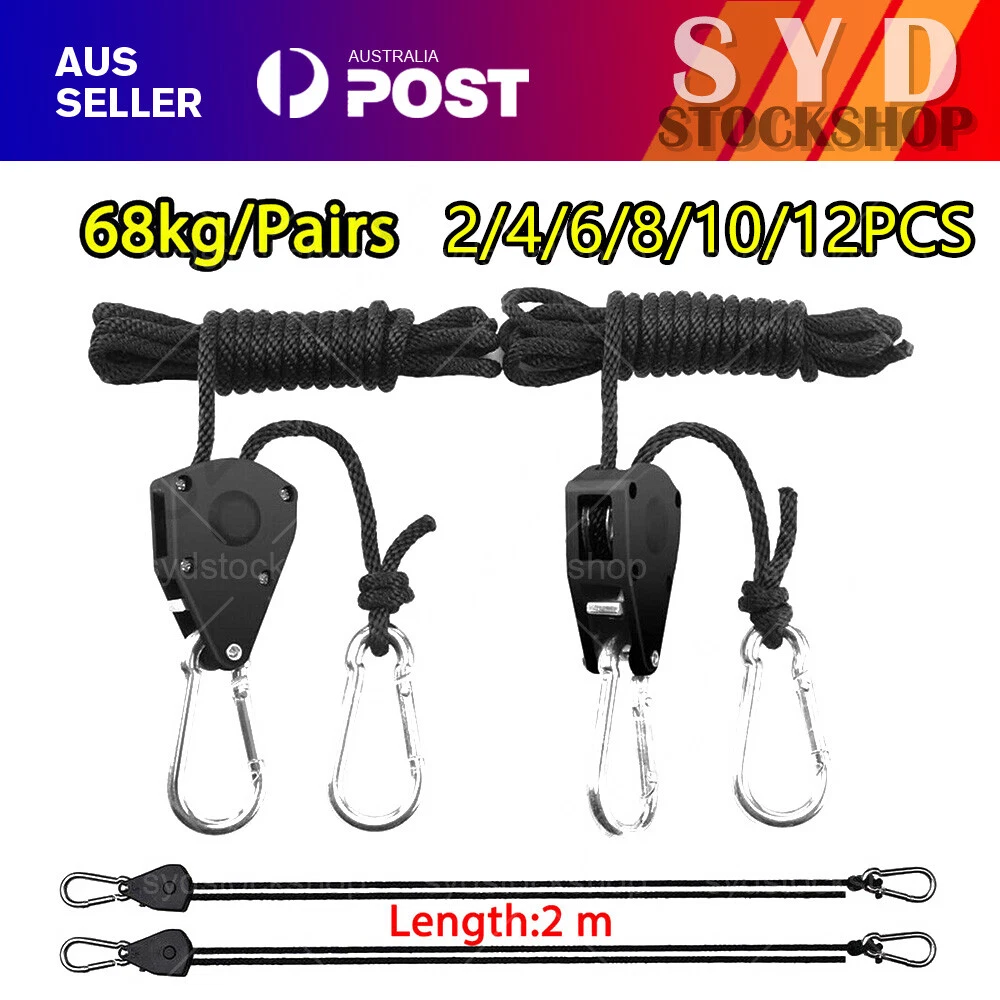 12Pcs Adjustable Heavy Duty LED Grow Light Rope Ratchet