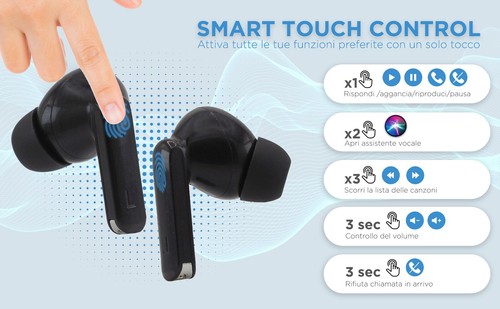 DCB SOUND |Cuffie Bluetooth 5.3 |Auricolari Bluetooth per IOS e ANDROID (Nero) - Zdjęcie 9 z 15
