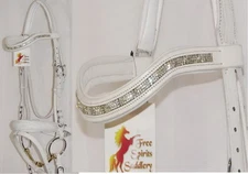 FSS Curve SHAPE Crystal 3row CLEAR RIPPLE WAVE Bling German Comfort WHITE Bridle