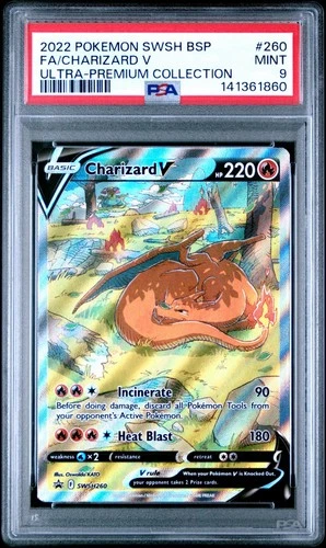 Pokemon PSA 9 Charizard V Full Art SWSH260 Promo Card Holo 2022 Mint