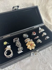 Lia Sophia Premier Designs PL Size 6 Ring Lot Of 15 Misc Tones Stones Condition
