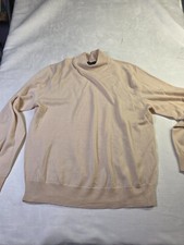 Club Room Sweater Men's Medium Beige 100 Merino Wool Knit Long Sleeve Classic
