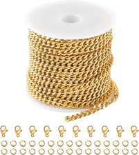16.4 Feet Gold Plated Craft Chains for Jewelry Making 304 Stainless Steel Curb