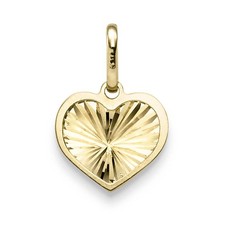 Schmuck Krone Ciondolo Cuore 18,5x12,5mm In Oro Giallo 585 Diamantato Lucido