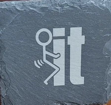 Slate Coaster Set Stick Figure - It Set of 4 Made in USA! Fast Shipping!