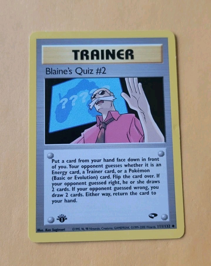 Blaine’s Quiz #2 111/132 Uncommon 1st Edition Pokemon Card Near Mint