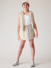 Athleta Girls Chasing Rainbows Tennis Skort Skirt Ivory Secure Zip Pockets Small