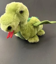Vintage 1980 R Dakin Green Dragon Plush Stuffed Animal Bean Bag 13"