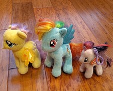 TY Beanie Babies My Little Pony Fluttershy Rainbow Twilight Plush Stuffed 3 Pcs