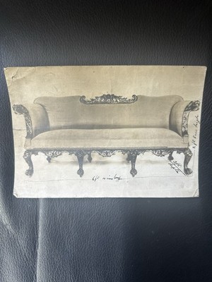 Antique Furniture Design Print Sofa Chaise Longue c1900 Hand Noted