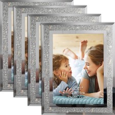 4 Pack 5x7 Sparkle Glass Picture Frame, Glitter Edge Photo Frames for Tableto...