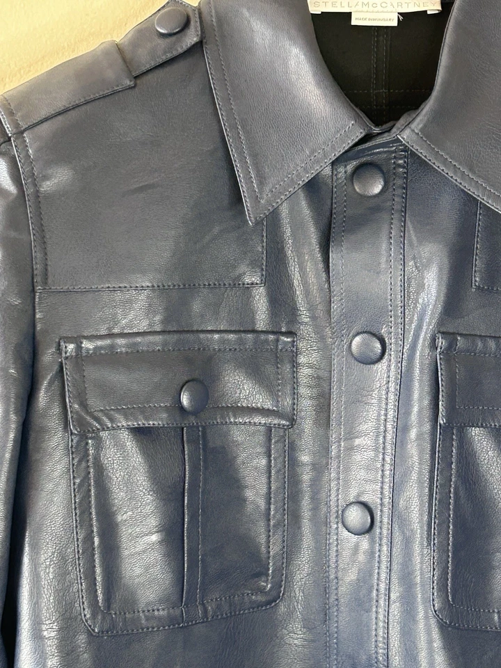 Camisa Stella McCartney Hill imitación cuero azul talla 44 Foto 3 de 4