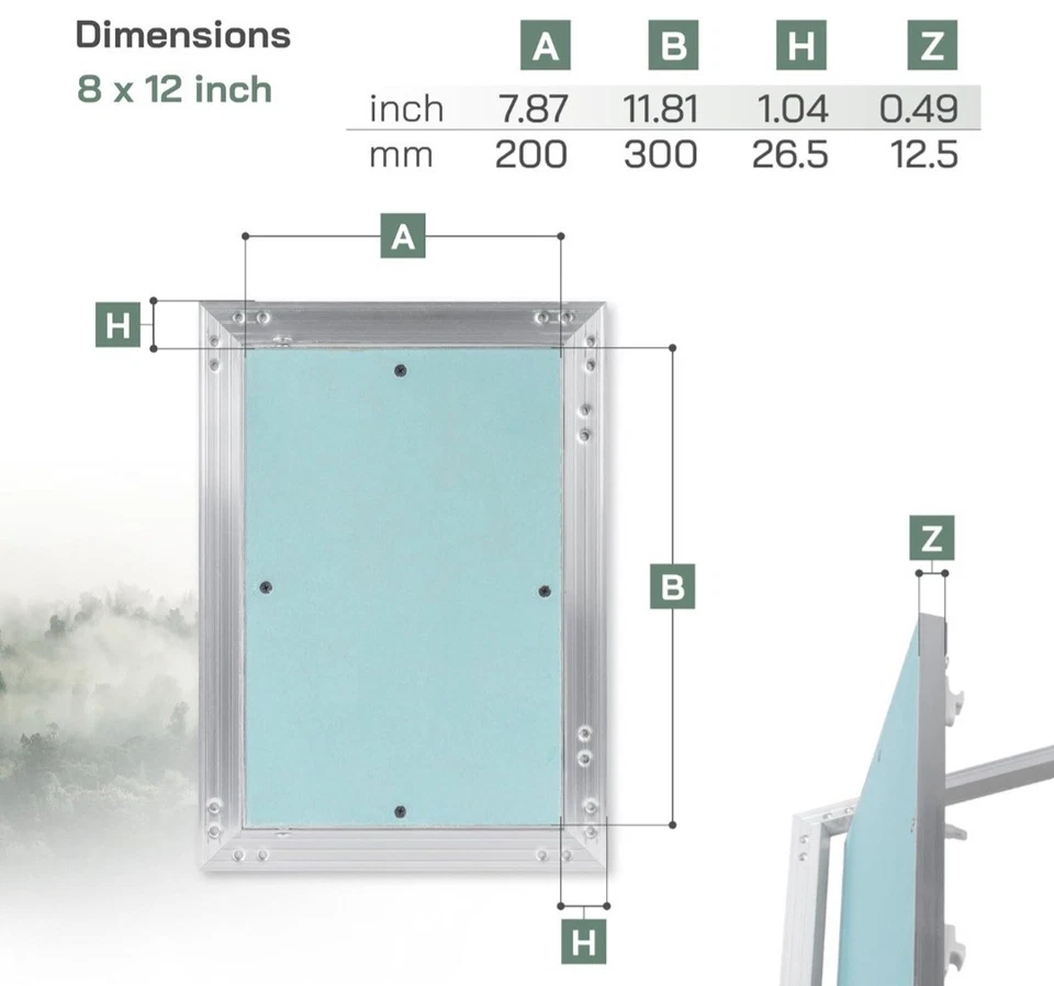 Painel de acesso de drywall de alumínio 8" x 12" polegadas Vent Systems – metal embutido... - Imagem 2 de 4
