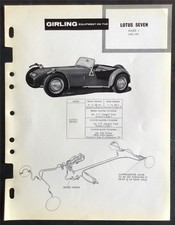 LOTUS SEVEN Mark 2 Car GIRLING Installation Data Brake Guide 1960 ON