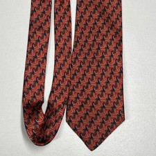 Vintage Burberrys' Silk Tie Red Abstract Mens Necktie Made in England 3.5"X56"