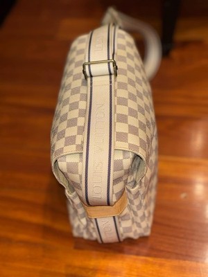 Luis Vuitton Naviglio Azur Canvas Weiß Schultertasche Umhängetasche 
