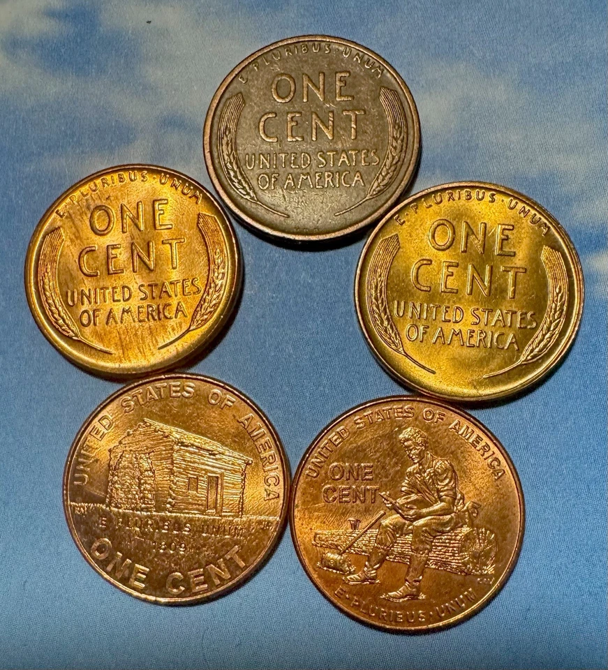 1909 Vdb, 1945 d, 1957 d,2009 Childhood, 2009 Formative Years /5 Lincoln Pennys - Image 2 of 2