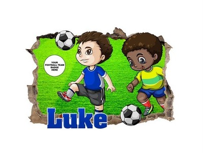 Personalisierte Wandbilder Fußball Schlafzimmer - 3D Vinyl Aufkleber individueller Name Sticker 135