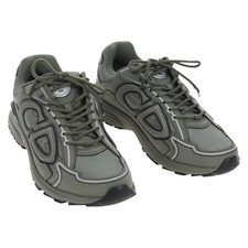 Christian Dior B30 Countdown Sneakers mesh 44 Gray Khaki Auth 213131SAM