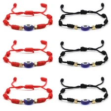 Evil Eye 7 Knot Lucky Bracelets Adjustable Red String Amulet for Women Men (6pcs