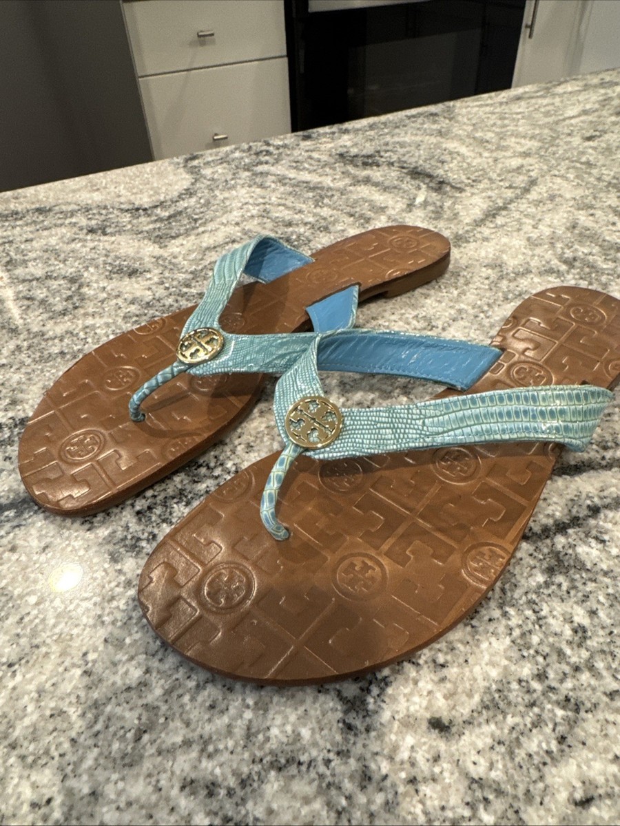 Tory Burch Thora Women's Flat Sandals Embossed Snake Patent