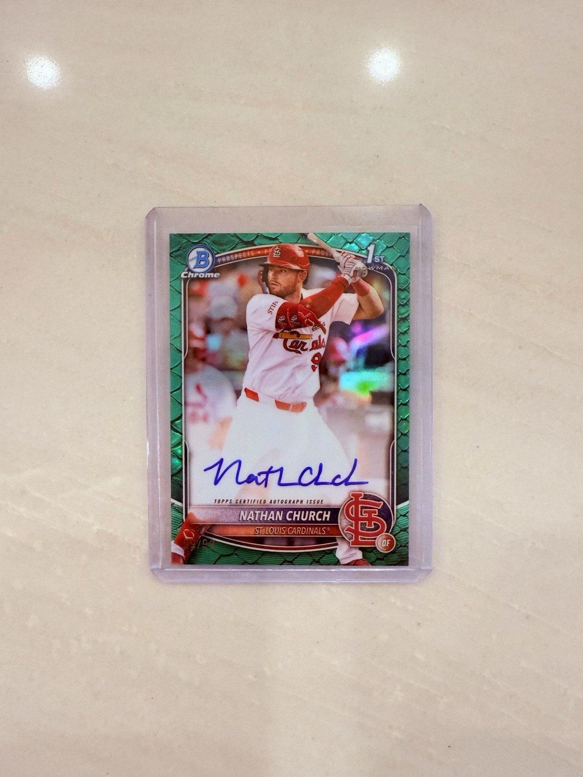 2025 Bowman Chrome Nathan Church 1st Auto Green Reptilian 99/99