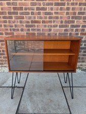 Avalon Teak Vintage Glass Cabinet Display Unit TV Media shelving sideboard