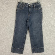 Chicos Crop Jeans Womens Sz 0 US 4 Blue Platinum Mid Rise Capri Med Wash Denim