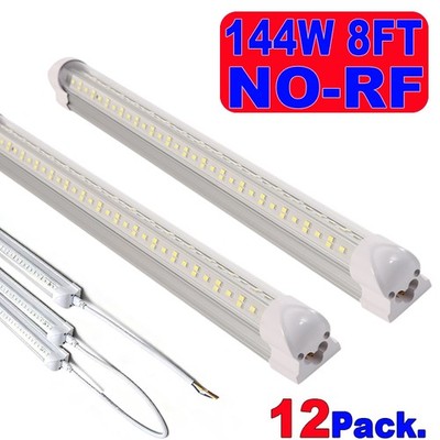 T8 Integrated LED Tube Lights Garage 8FT 144W LED Shop Light NO-RF 12Pack