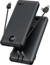 Portable Charger,Power Bank Built-In Cables and AC Wall Plug, USB C