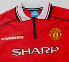 Man United home 98-00 football shirt Dwight Yorke 19 Umbro medium red LSHTA763