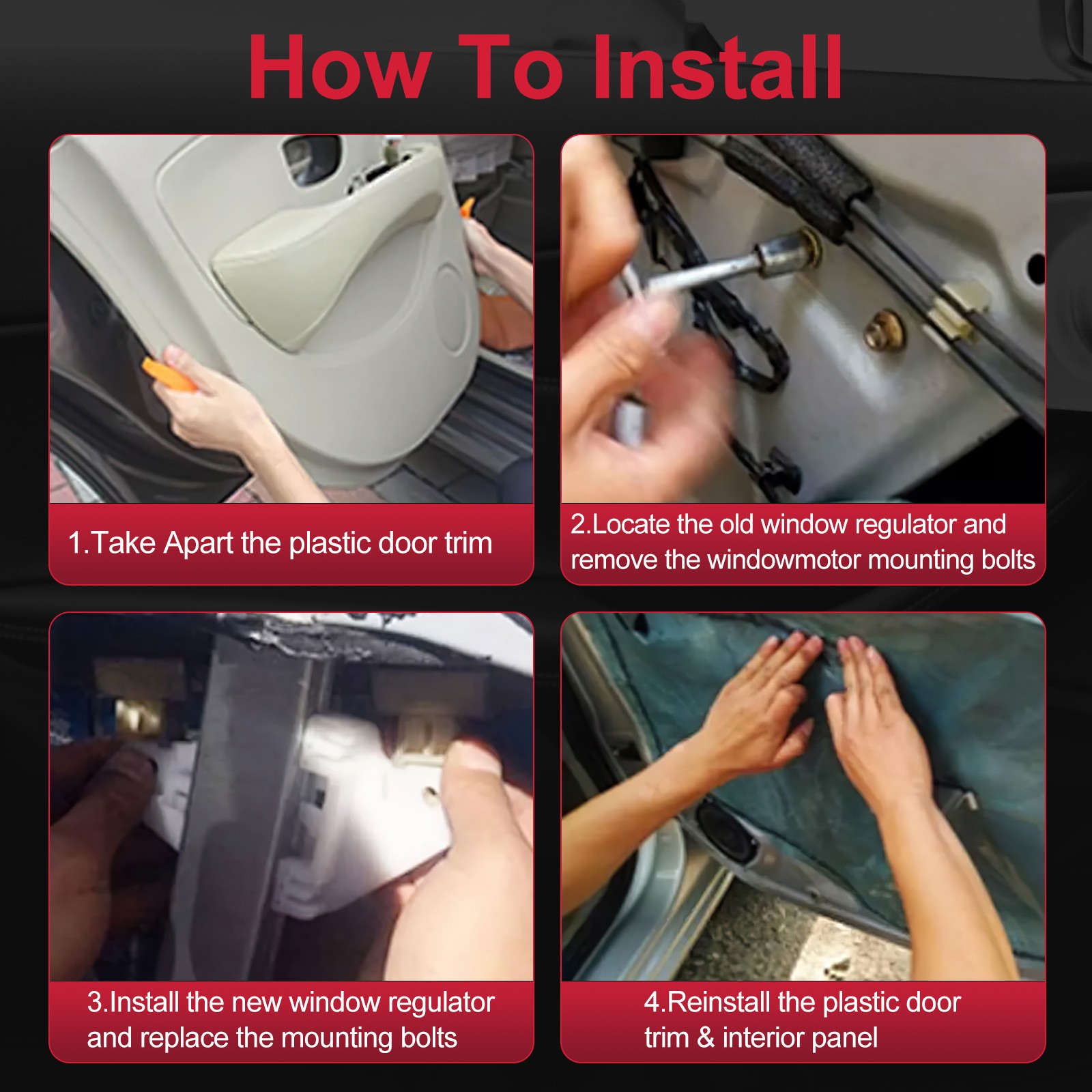 1pc Power Window Regulator w/ motor Rear Left For 07-2017 Jeep Wrangler 748-910 thumbnail 6